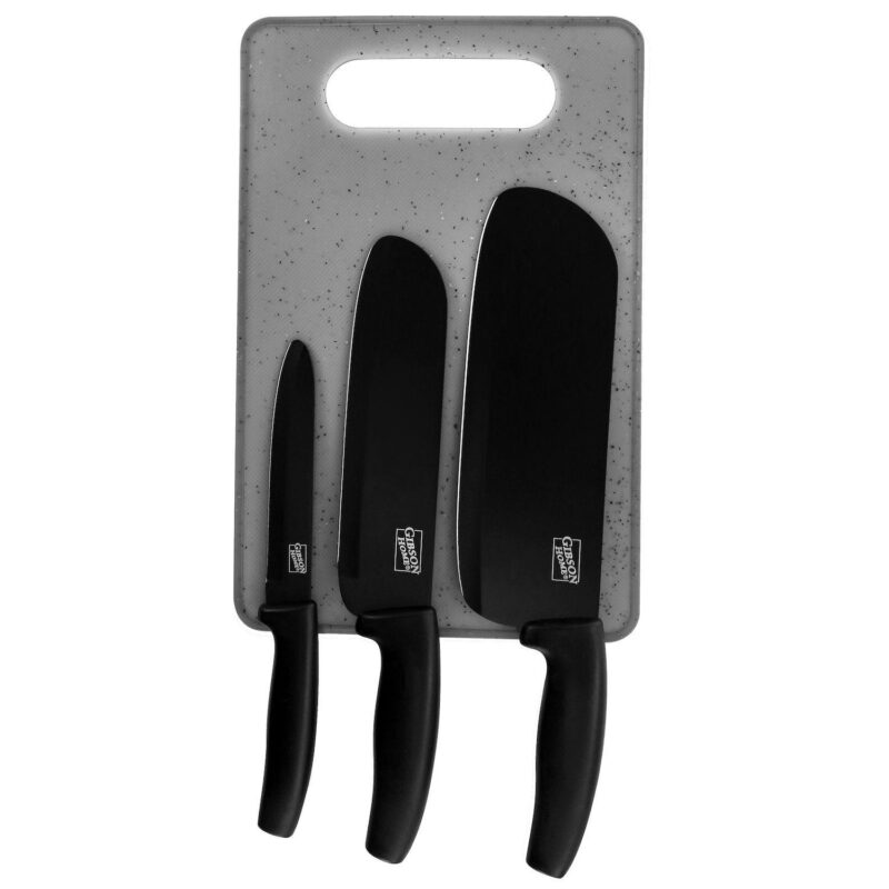 Gibson Home Edge Craft 4 Piece Nonstick Stainless Steel Cutlery Set with Cutting Board - Image 2
