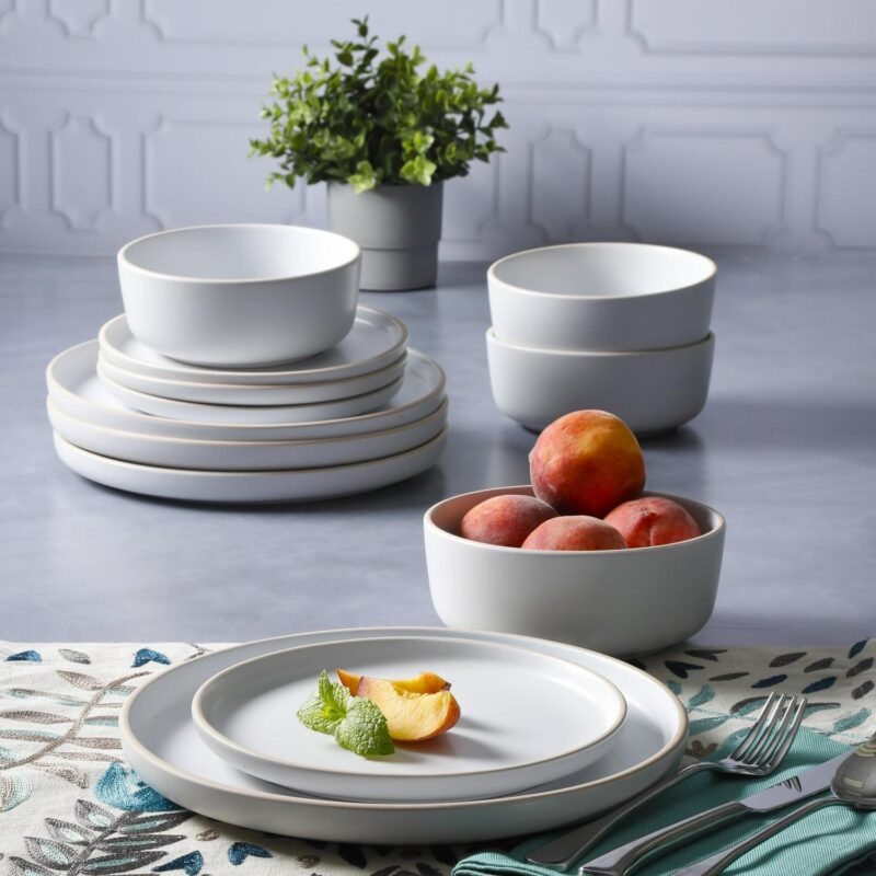 Gibson Home Everyday Essential White Dinnerware Set, 12-Piece Set - Image 9
