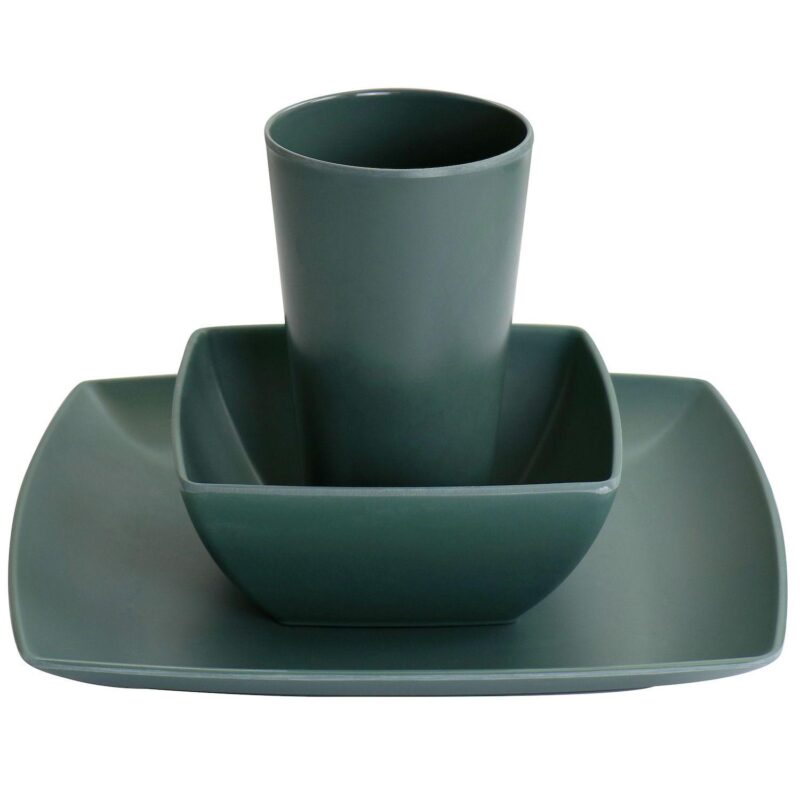 Gibson Home Grayson Melamine 12 Piece Square Dinnerware Set - Image 3