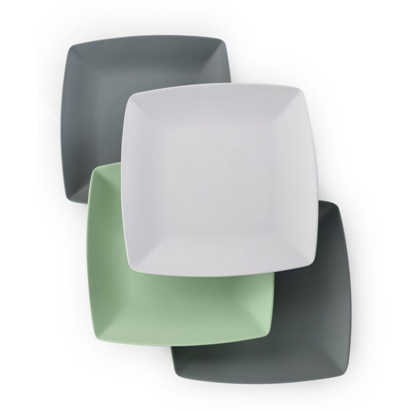 Gibson Home Grayson 4 Piece 10.5 Inch Square Melamine Dinner Plate Set - Image 3