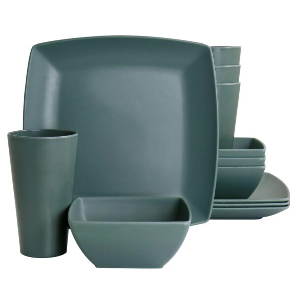 Gibson Home Grayson Melamine 12 Piece Square Dinnerware Set