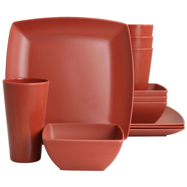 Gibson Home Grayson Melamine 12 Piece Square Dinnerware Set