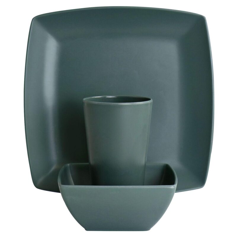 Gibson Home Grayson Melamine 12 Piece Square Dinnerware Set - Image 2