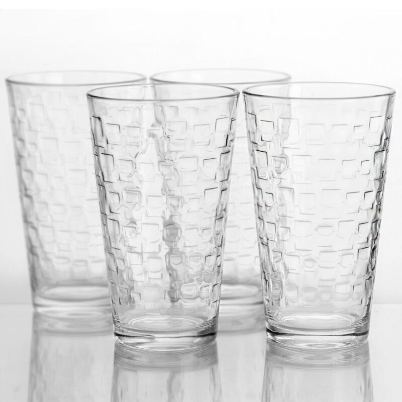 Gibson Home Great Foundations 4-Piece 16 Ounce Tumbler Set, Square Pattern - Image 4
