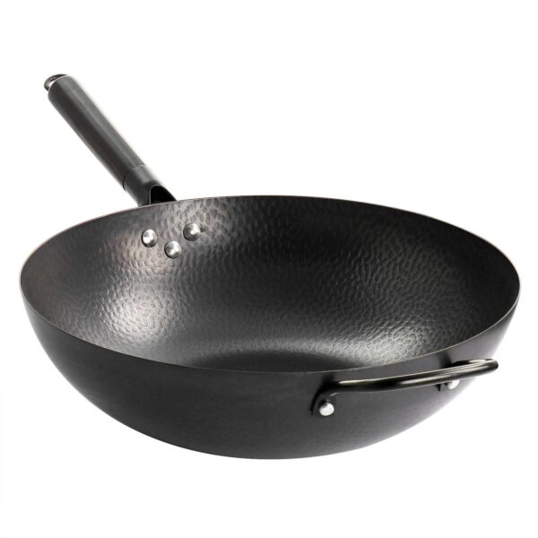 Gibson Home Hammered 13 Inch Heavy Gauge Carbon Steel Wok