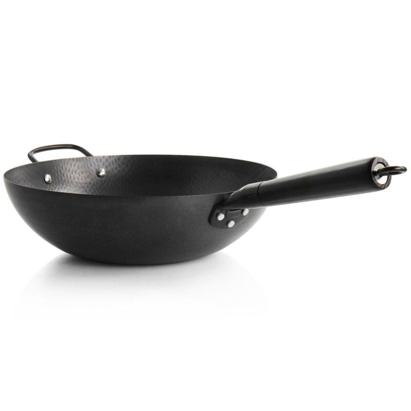 Gibson Home Hammered 13 Inch Heavy Gauge Carbon Steel Wok - Image 3
