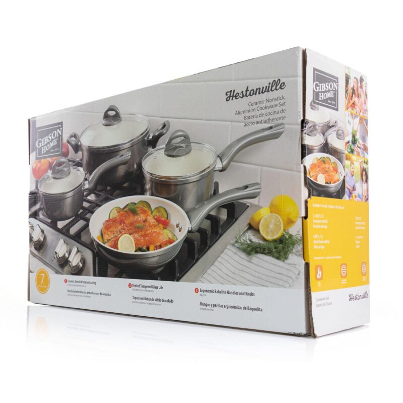 Gibson Home Hestonville 7 Piece Aluminum Nonstick Cookware Set with Bakelite Handles - Image 5