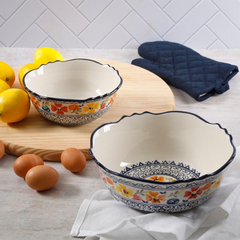 Gibson Home Luxembourg 2 Piece Stoneware Bowl Set - Image 2