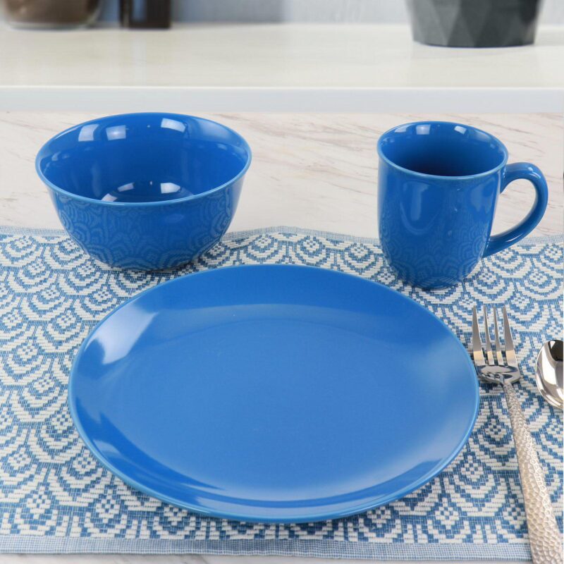 Gibson Home Mercer 12 Piece Blue Stoneware Dinnerware Set - Image 5