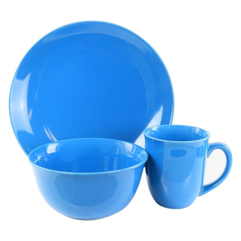 Gibson Home Mercer 12 Piece Blue Stoneware Dinnerware Set - Image 2
