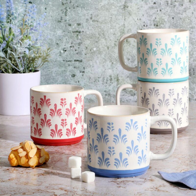 Gibson Home Morning Mist 4 Piece 18 Ounce Stoneware Mug Set - Image 5