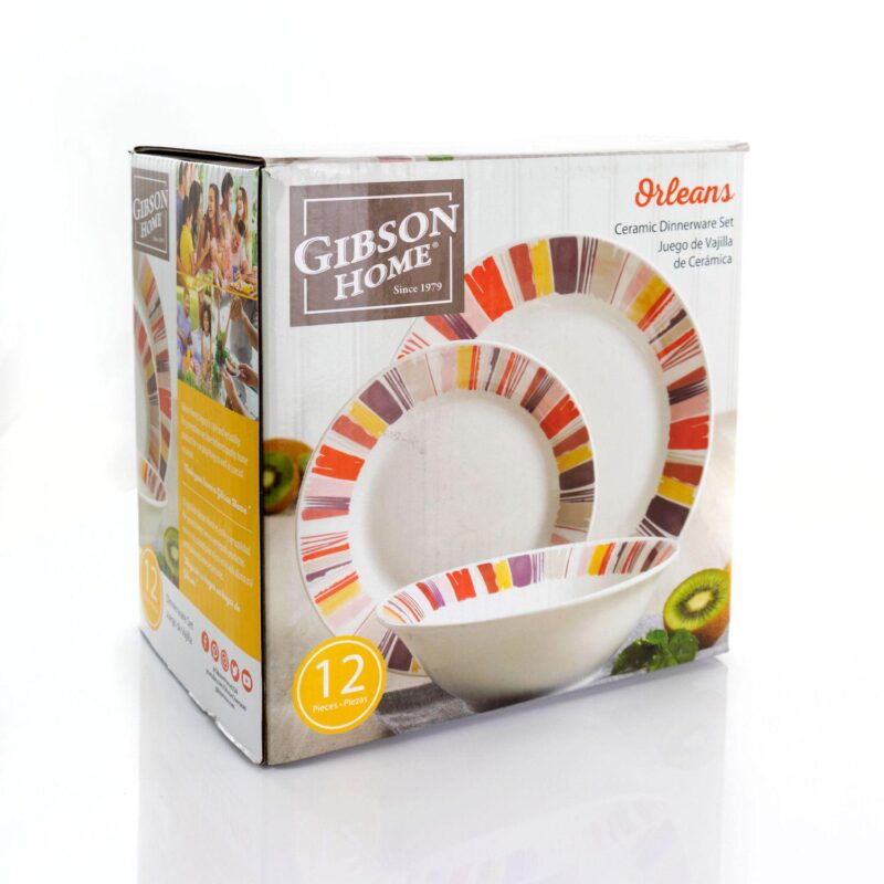 Gibson Home Orleans 12 Piece Ceramic Dinnerware Set - Image 5