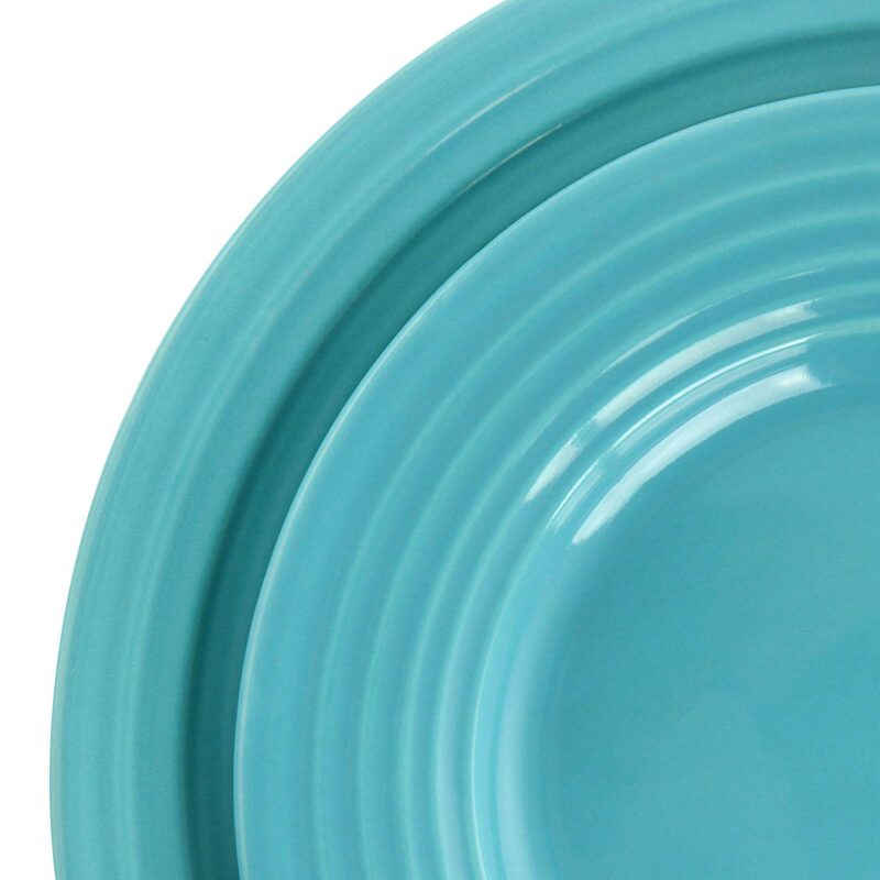 Gibson Home Plaza Cafe 12 Piece Stoneware Dinnerware Set in Turquoise - Image 5