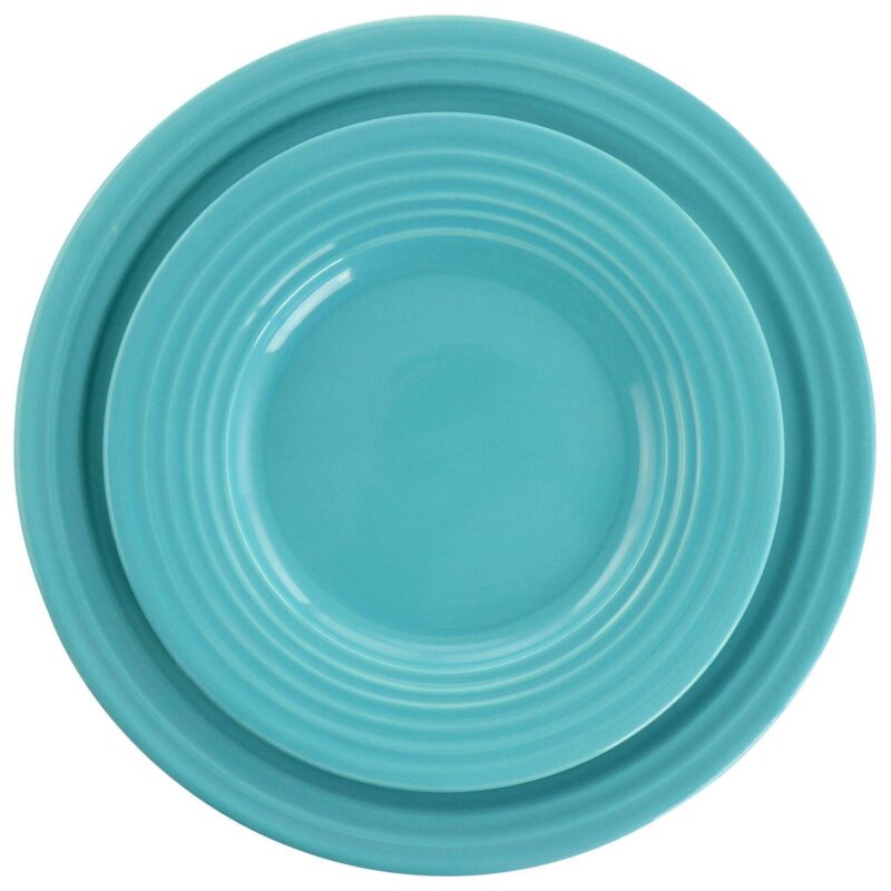 Gibson Home Plaza Cafe 12 Piece Stoneware Dinnerware Set in Turquoise - Image 3