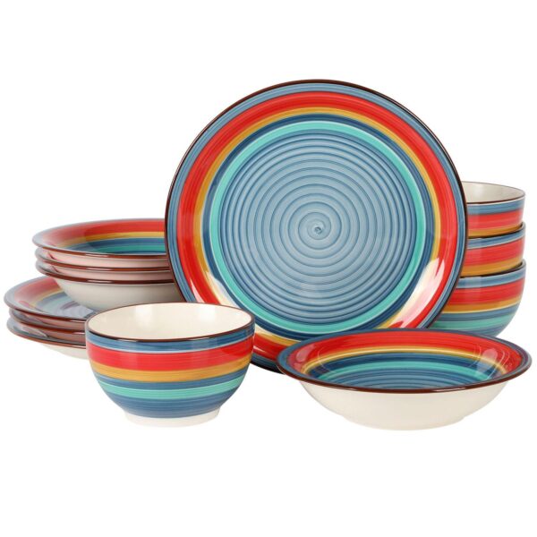 Gibson Home Rainbow 12 Piece Stoneware Dinnerware Set