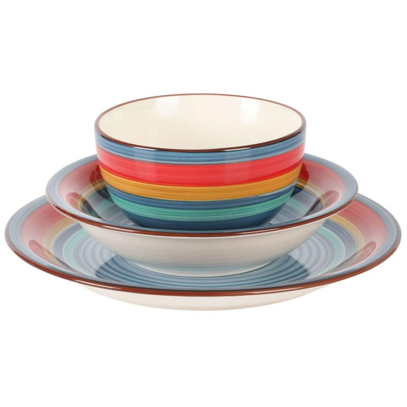Gibson Home Rainbow 12 Piece Stoneware Dinnerware Set - Image 3