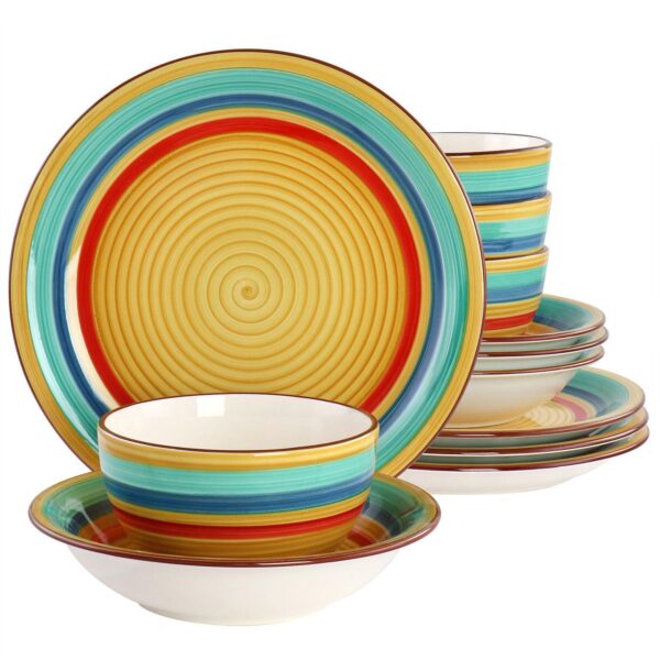 Gibson Home Rainbow 12 Piece Stoneware Dinnerware Set