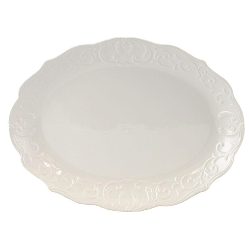 Gibson Home Royal Abbey Oval Embossed Durastone Platter
