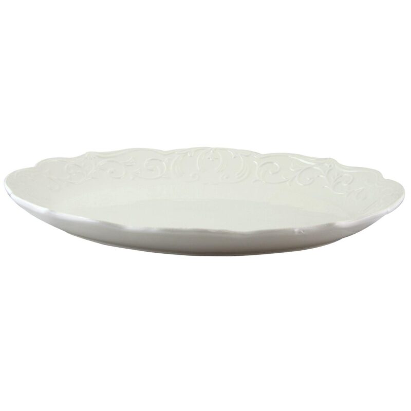 Gibson Home Royal Abbey Oval Embossed Durastone Platter - Image 4