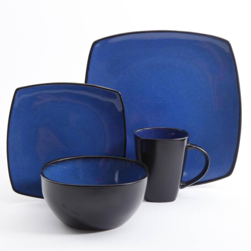 Gibson Home Soho Lounge Square Stoneware 16 Piece Dinnerware Set, Blue - Image 8