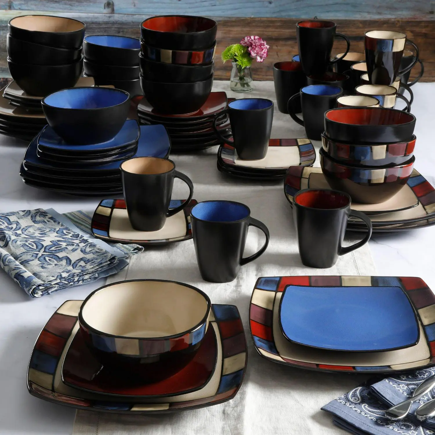 Gibson Home Soho Lounge Square Stoneware 16 Piece Dinnerware Set, Blue 7 Gibson Home Soho Lounge Square Stoneware 16 Piece Dinnerware Set, Blue - Image 7