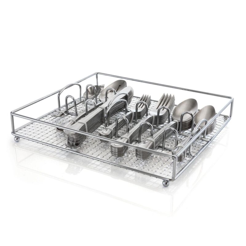 Gibson Home South Bay 65 Piece Stainless Steel Flatware Service Set with Wire Caddy - Image 4
