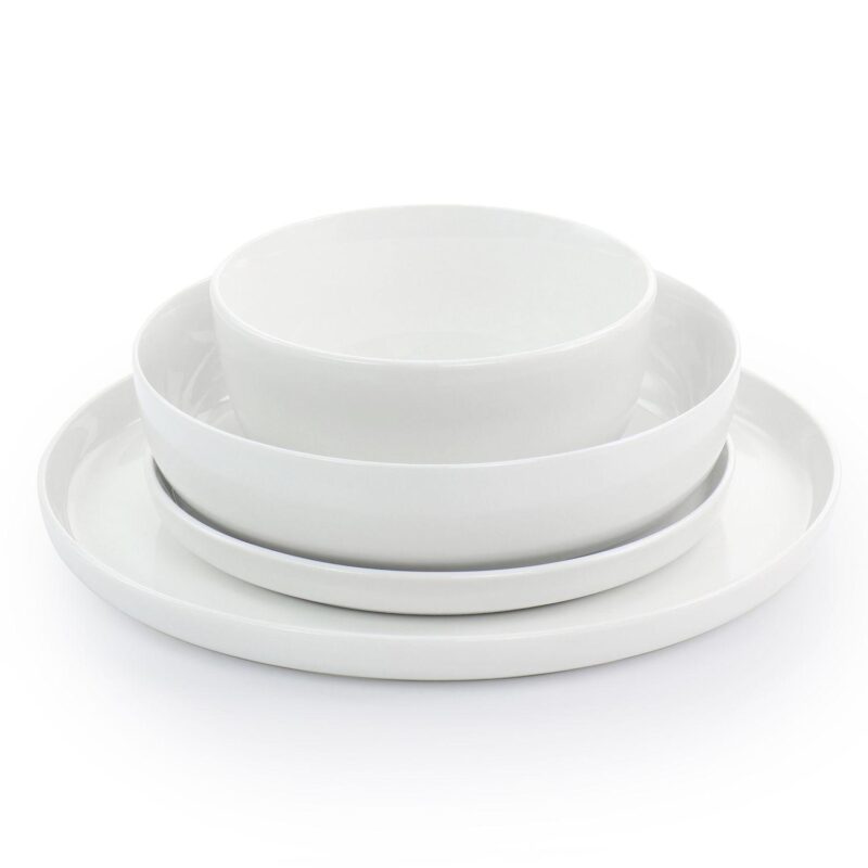 Gibson Home White Deco 16 Piece Fine Ceramic Dinnerware Set - Image 2
