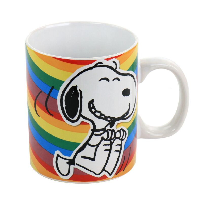 Gibson Peanuts 70th Anniversary 15oz 4 Piece Stoneware Mug Set in Rainbow - Image 4