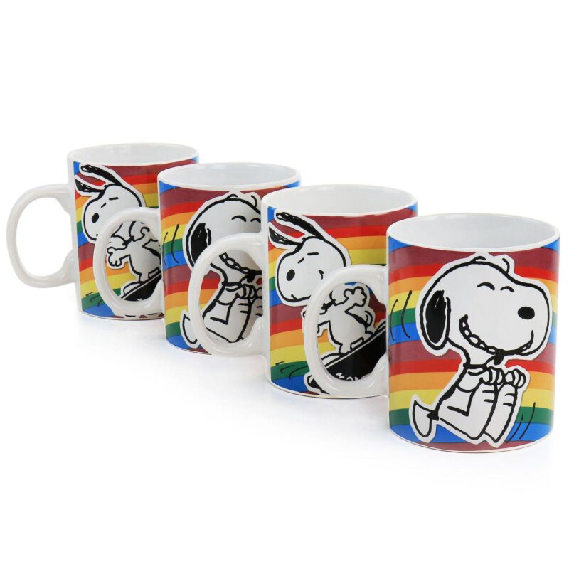 Gibson Peanuts 70th Anniversary 15oz 4 Piece Stoneware Mug Set in Rainbow - Image 2