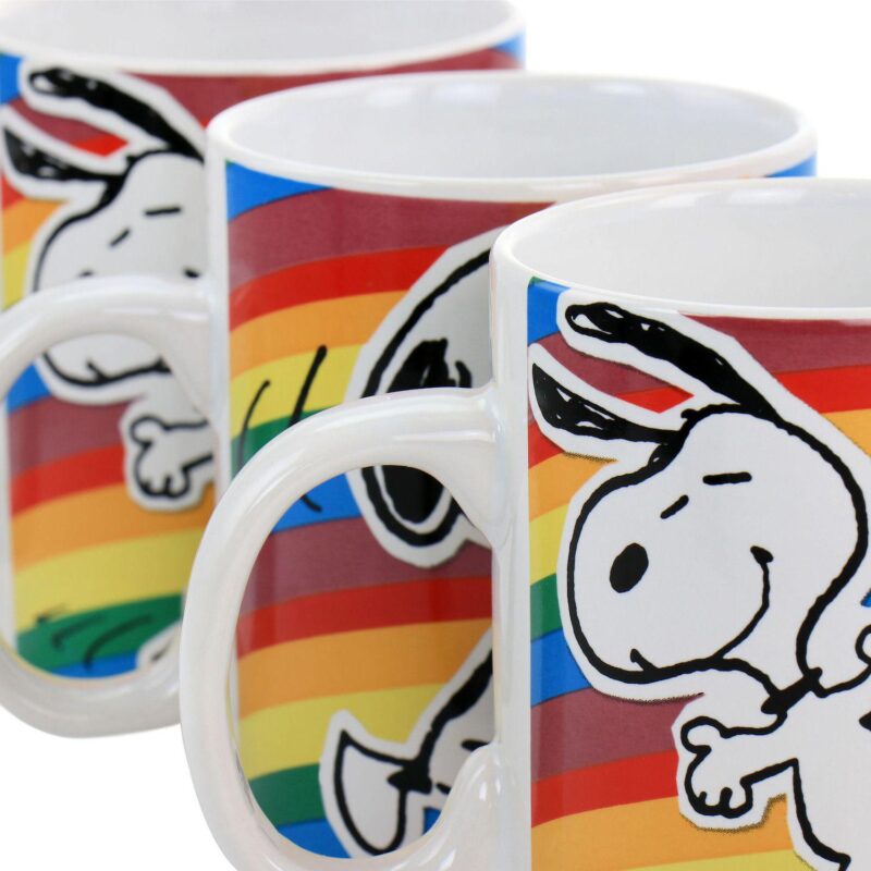Gibson Peanuts 70th Anniversary 15oz 4 Piece Stoneware Mug Set in Rainbow - Image 5