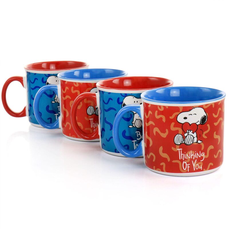Gibson Peanuts Snoopy Songs 4 Piece 21oz Stoneware Mug Set in Assorted Designs - Image 5