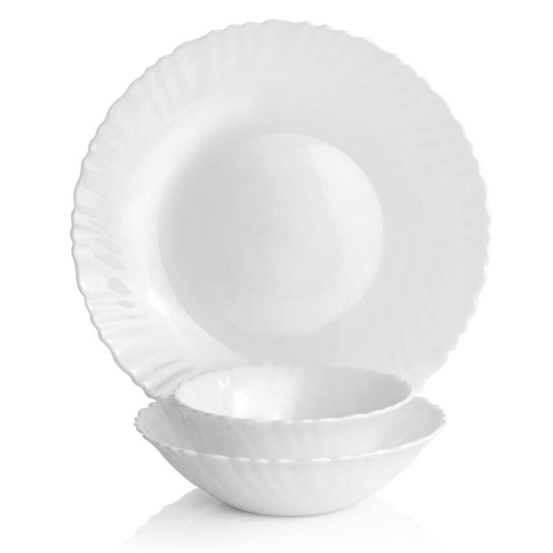 Gibson Ultra Radley 12 Piece Tempered Opal Glass Dinnerware Set in White - Image 2