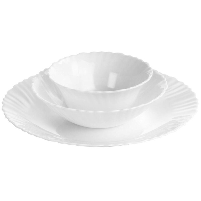 Gibson Ultra Radley 12 Piece Tempered Opal Glass Dinnerware Set in White - Image 3