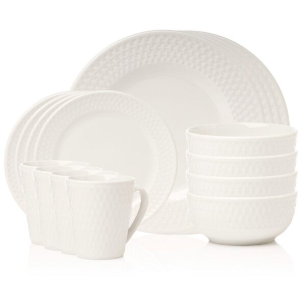 Godinger Silver Avea Textured Porcelain 16-Piece Dinnerware Set, Service for 4