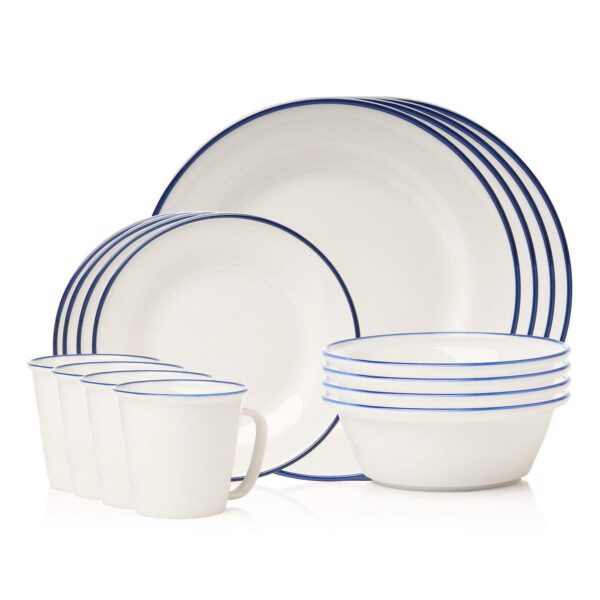 Godinger Silver Bistro Contrast Rim Porcelain 16-Piece Dinnerware Set, Service For 4