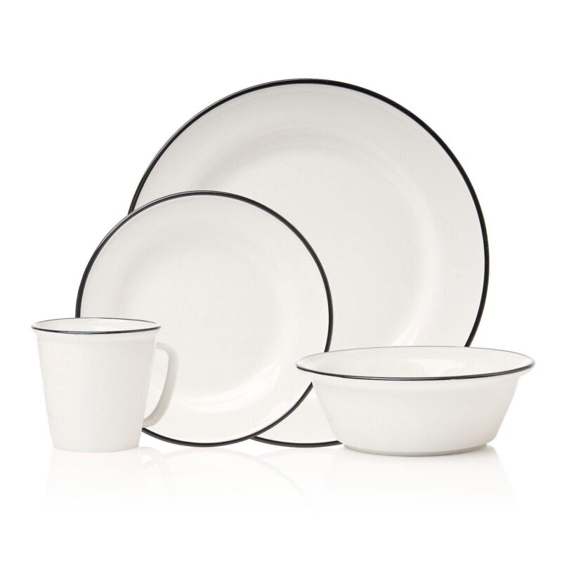 Godinger Silver Bistro Contrast Rim Porcelain 16-Piece Dinnerware Set, Service For 4 - Image 2