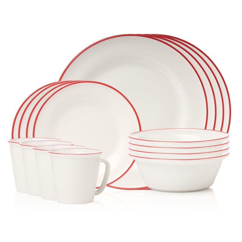 Godinger Silver Bistro Contrast Rim Porcelain 16-Piece Dinnerware Set, Service For 4 - Image 4