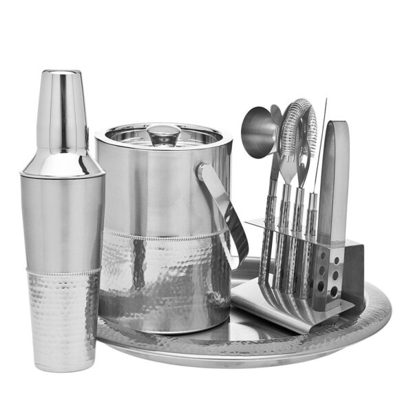 Godinger Silver Hammered 9-piece Bar Tools Set