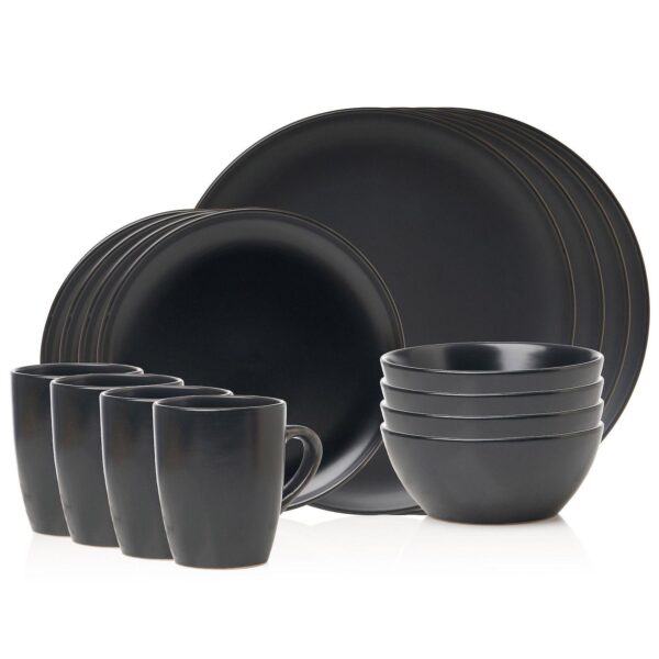 Godinger Silver Noire Porcelain 16-Piece Dinnerware Set, Service For 4