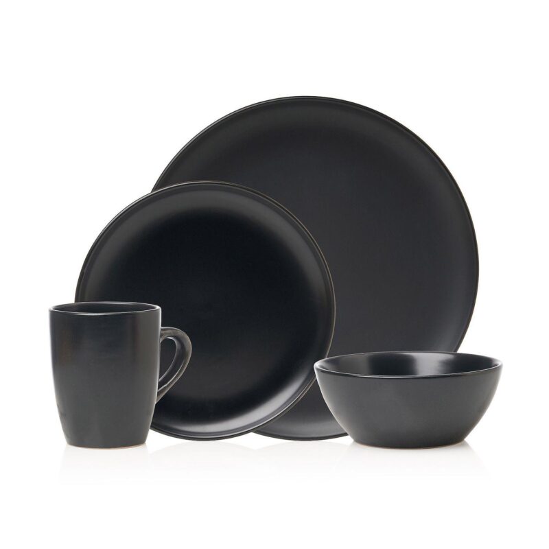 Godinger Silver Noire Porcelain 16-Piece Dinnerware Set, Service For 4 - Image 2