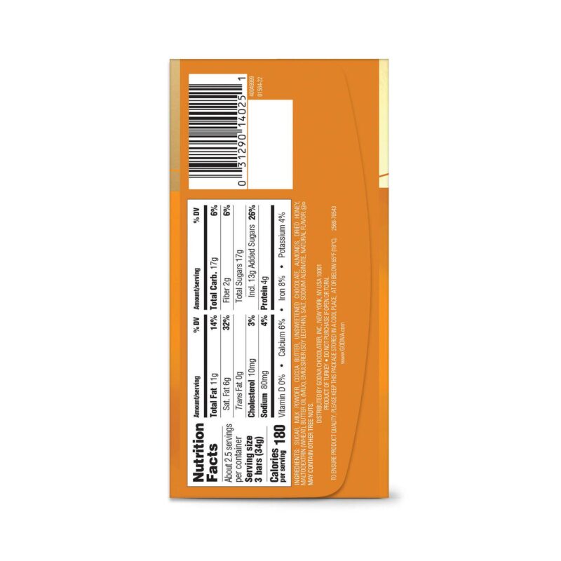 Godiva Signature 12 Pack of 8 Almond and Honey Milk Chocolate Mini Bars - Image 3
