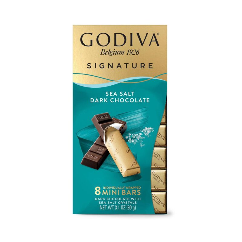 Godiva Signature 12 Pack of 8 Sea Salt Dark Chocolate Mini Bars - Image 4