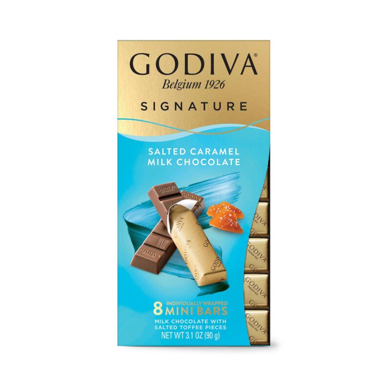 Godiva Signature 12 Pack of 8 Salted Caramel Milk Chocolate Mini Bars - Image 2