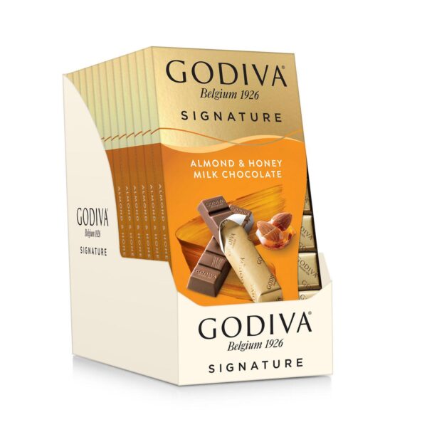 Godiva Signature 12 Pack of 8 Almond and Honey Milk Chocolate Mini Bars