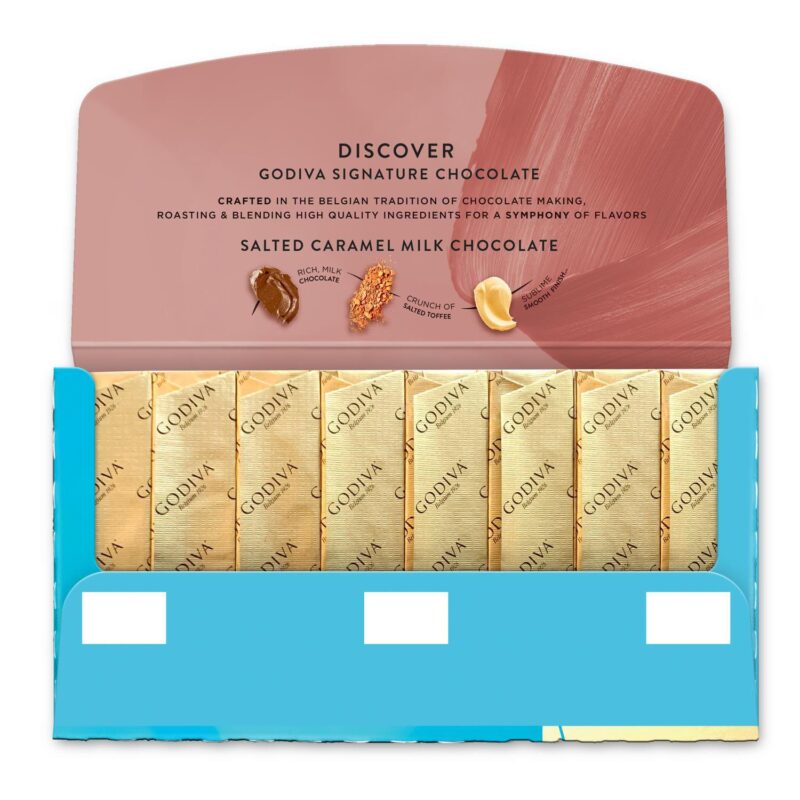 Godiva Signature 12 Pack of 8 Salted Caramel Milk Chocolate Mini Bars - Image 3