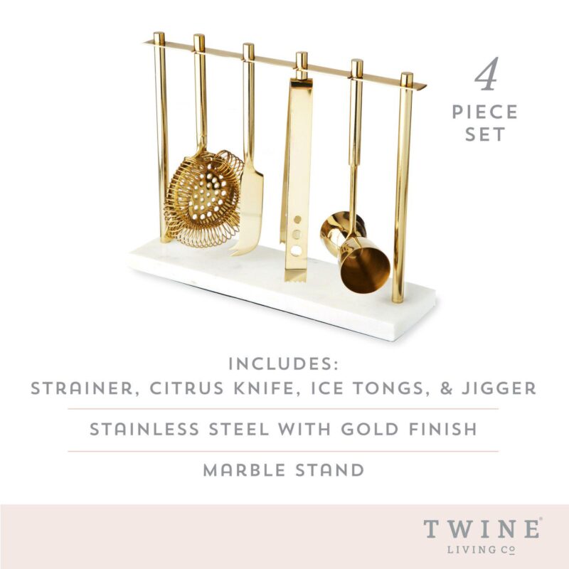 Gold and Marble Bar Tool Set By Twine - Image 2