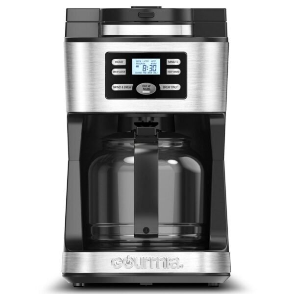 Gourmia 12-Cup Grind and Brew Coffee Maker with Integrated Grinder Black, New