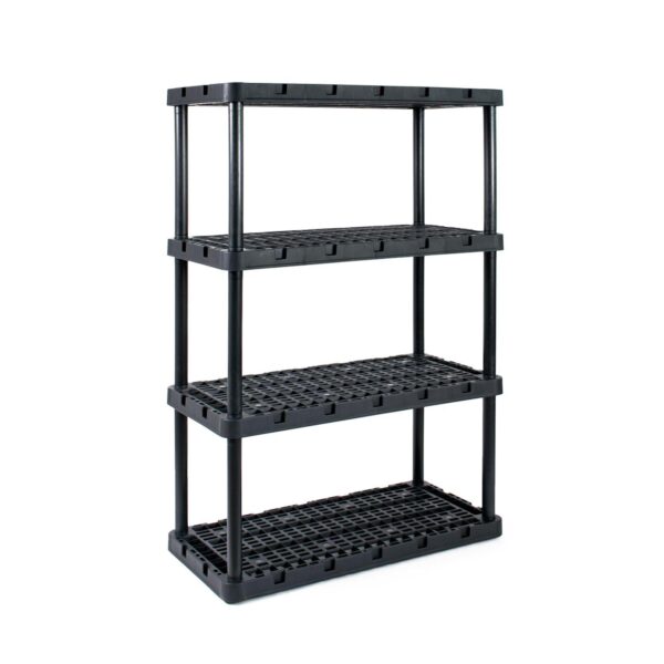 Gracious Living 4 Shelf Knect-a-shelf Ventilated Heavy Duty Storage Unit, Black