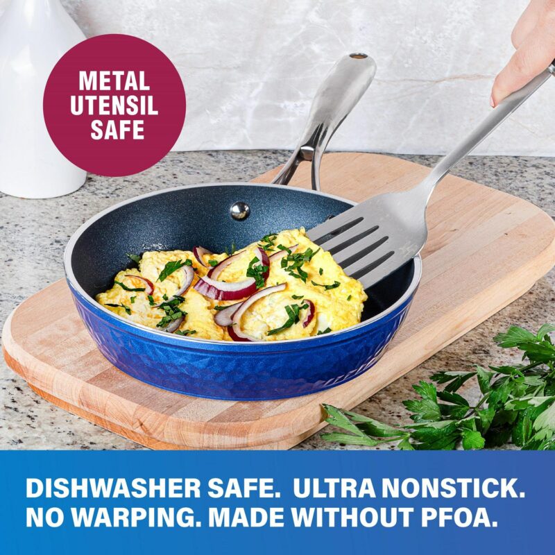 Granitestone Diamond 10 Piece Hammered Coookware Sets Blue - Image 6