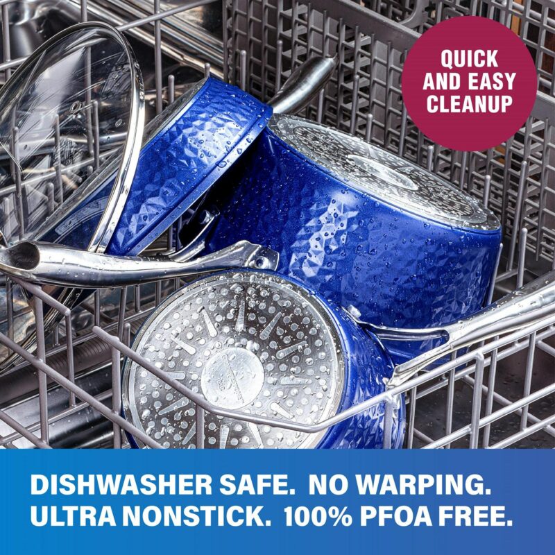 Granitestone Diamond 10 Piece Hammered Coookware Sets Blue - Image 8